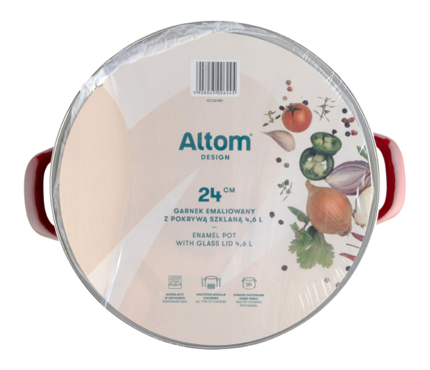 Altom Garnek emaliowany 24 cm 4,6 l pokrywka merlot indukcja - 1611128 - zdjęcie 4